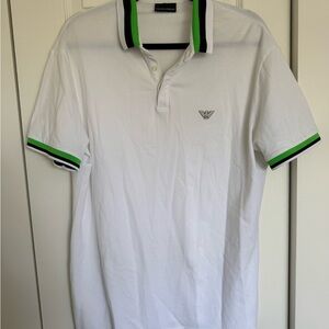 Emporio Armani White Polo Shirt with Green Accents size 3xl
